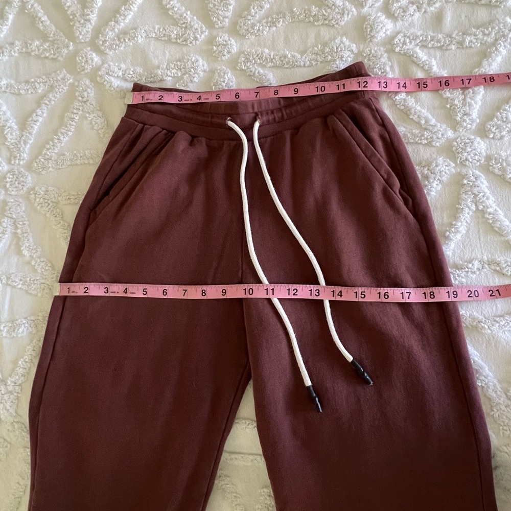 Soucy EZ Joggers Wide Leg Brown Pima Cotton Cozy Sweats Size Small - Picture 7 of 9